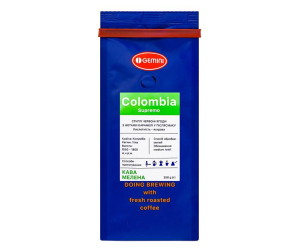 Кава Gemini Colombia Supremo мелена 250 г