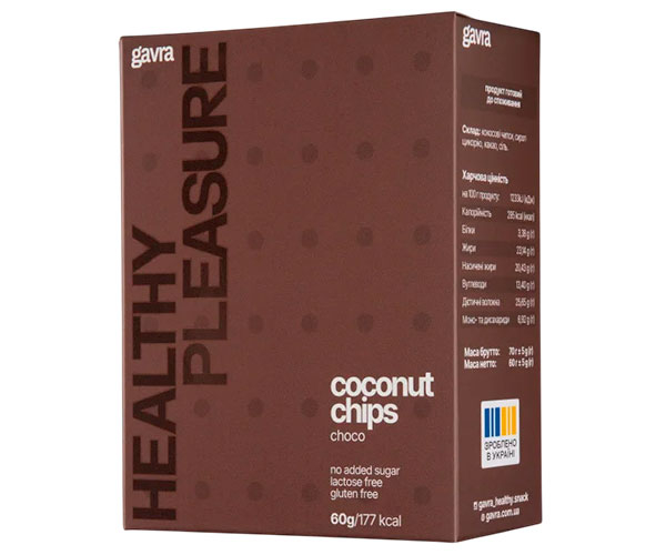 Кокосові чіпси Gavra Шоколадні 60 г