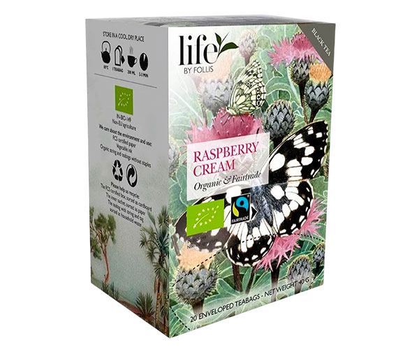 Чорний чай Life by Follis Малина-Вершки органічний у пакетиках 20х2 г