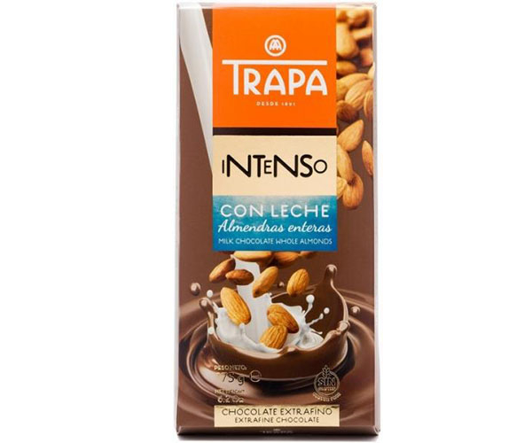 

Шоколад Trapa Intenso молочный с цельным миндалем 175 г (8410679232022)