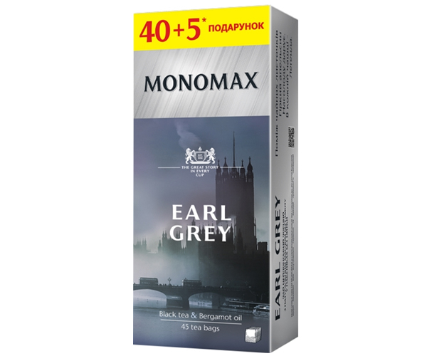 Черный чай Мономах Earl Grey в пакетиках 40+5 шт