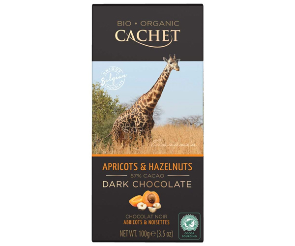 

Черный шоколад Cachet Dark 57% Apricots & Hazelnuts Tanzania origin 100 г