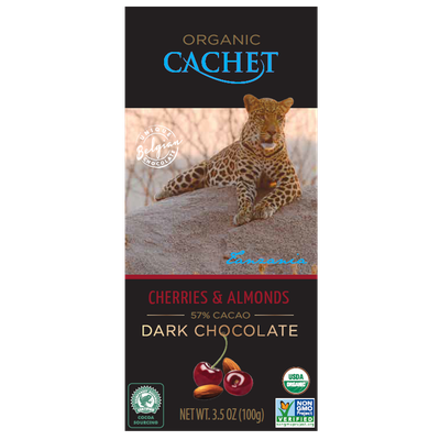 

Черный шоколад Cachet Dark 57% Cherries & Almonds Tanzania origin 100 г