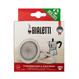 3 уплотнителя + сито для кофеварок Bialetti на 3-4 порции