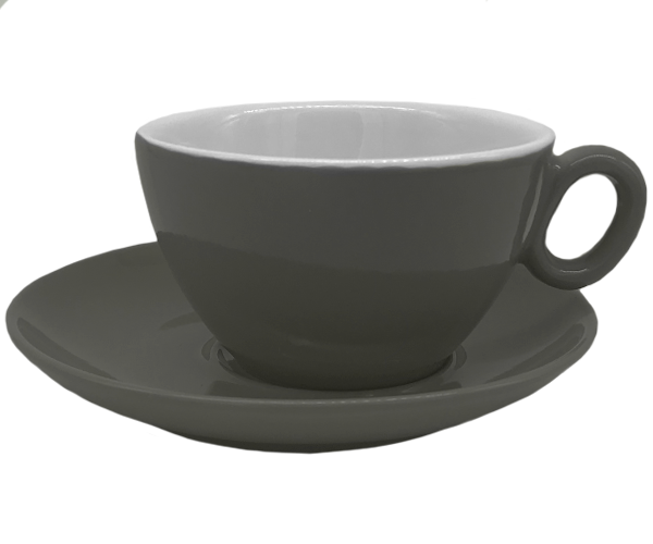 Чашка INKER Luna grey с блюдцем для чая 500 мл - фото-1