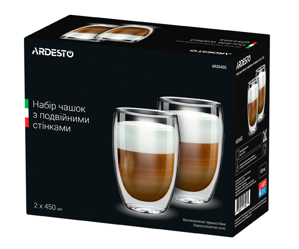 Набор стаканов с двойными стенками Ardesto AR2645G 2 шт 450 мл - фото-2