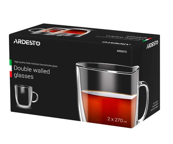 Набор чашек с двойными стенками Ardesto AR2627G 2 шт 270 мл фото