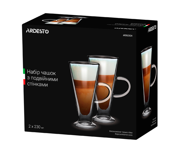 Набор чашек с двойными стенками Ardesto AR2623GH 2 шт 230 мл фото