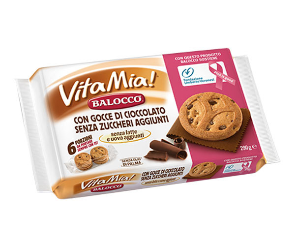 Печенье Balocco VITA MIA с кусочками шоколада без сахара 290 г - фото-1