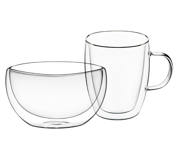 Набор чашка и пиала Ardesto с двойными стенками AR2650BG 270 мл + 500 мл - фото-1