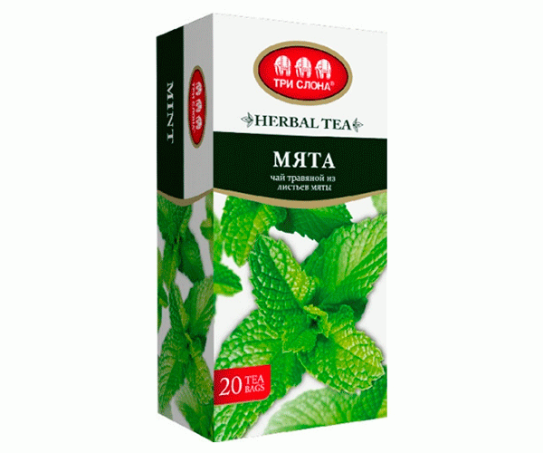 Травяной чай Три Слона Мята в пакетиках 20 шт - фото-1