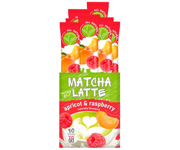 Японский чай матча G'tea Matcha Latte Apricot&Raspberry в стиках 10 шт