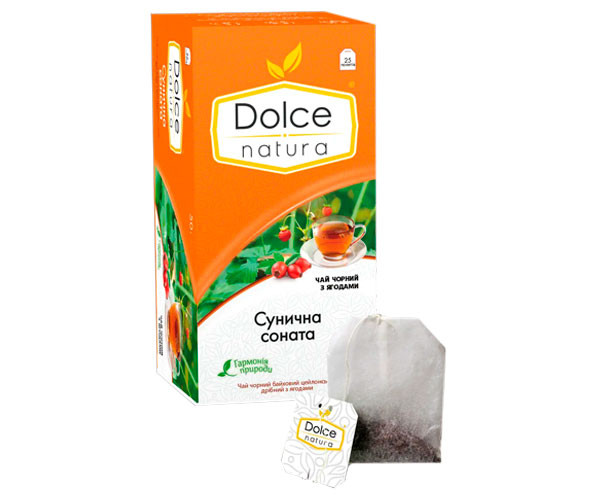 Черный чай Dolce Natura Земляничная Соната в пакетиках 25 шт - фото-1