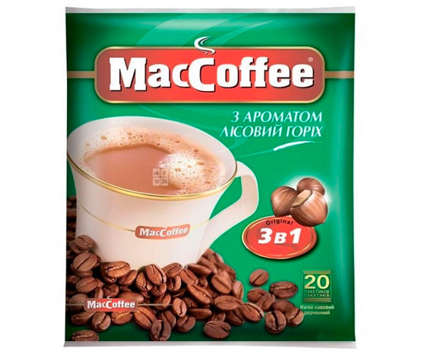 Кофе MacCoffee 3 в 1 Лесной Орех 20 шт - фото-1