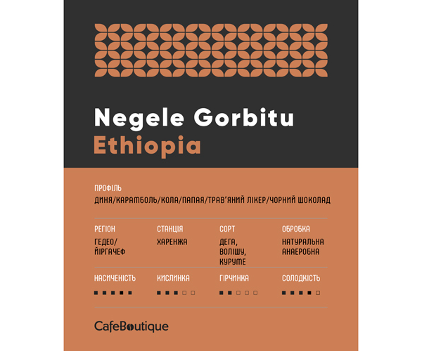 Кофе CafeBoutique Ethiopia Negele Gorbitu в зернах 250 г фото