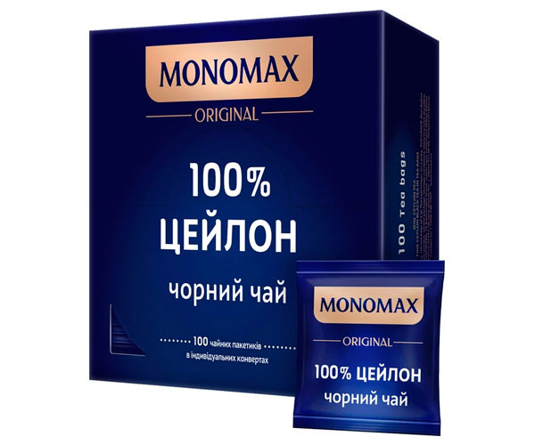 Черный чай Мономах 100% Ceylon в пакетиках 100 шт фото