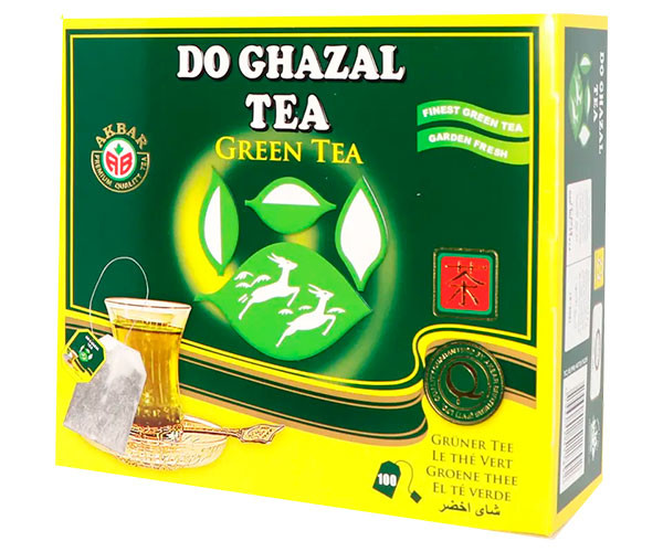 Зеленый чай Akbar Do Ghazal tea Green Tea в пакетиках 100 шт