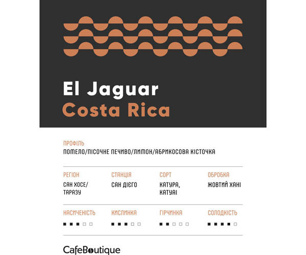 Кофе CafeBoutique Costa Rica El Jaguar в зернах 250 г фото