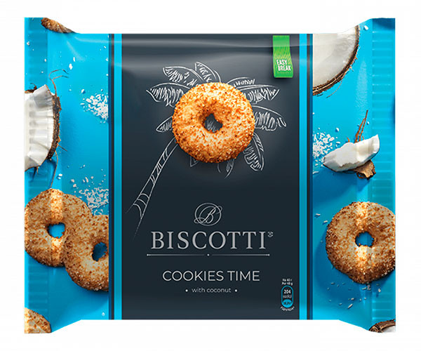 Печенье Biscotti Cookies Time с кокосом 150 г