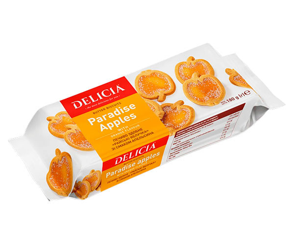 Печенье Delicia Райские яблочки сдобное с апельсином 180 г