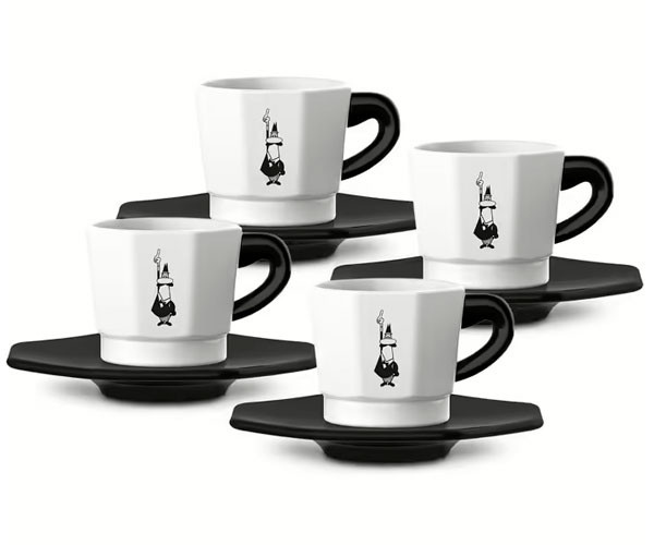 Набор чашек с блюдцем Bialetti Black and White 4 шт 75 мл