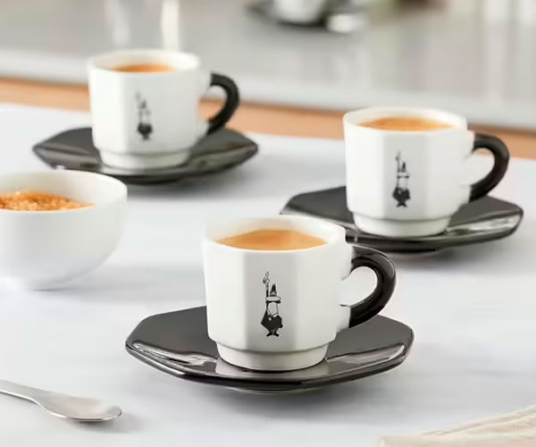 Набор чашек с блюдцем Bialetti Black and White 4 шт 75 мл купить