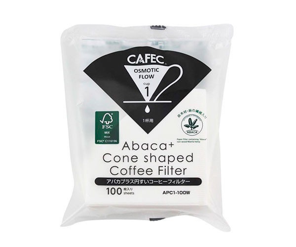 Бумажные фильтры CAFEC Abaca+ Cup1 белые 100 шт