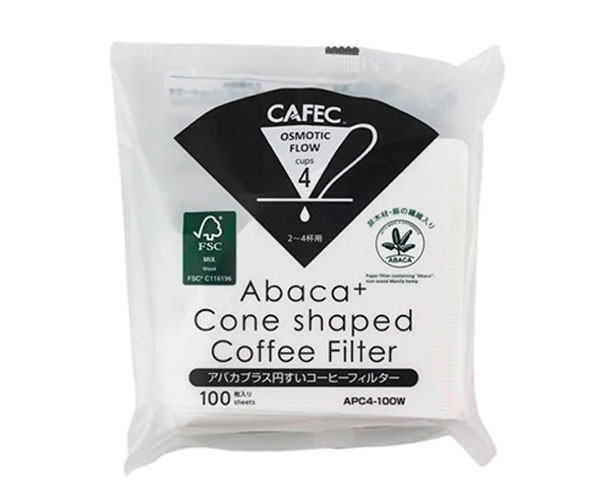 Бумажные фильтры CAFEC Abaca+ Cup4 белые 100 шт