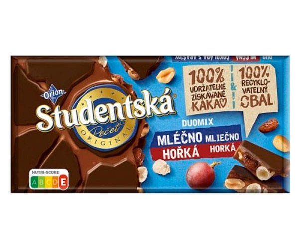 Черно-молочный шоколад Studentska Mlecno-Horka 170 г