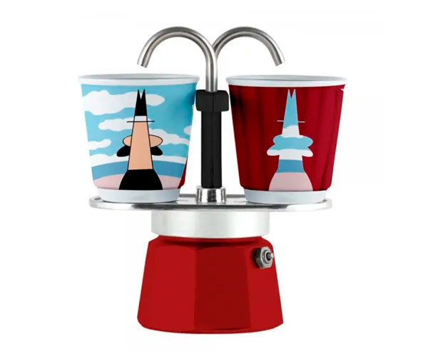 Гейзерная кофеварка Bialetti Set Mini Express Magritte на 2 порции 90 мл