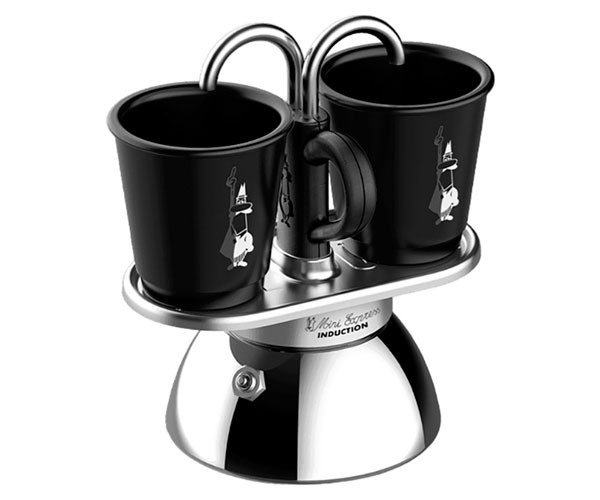 Набор Bialetti Mini Induction гейзерная кофеварка + 2 чашки 100 мл фото