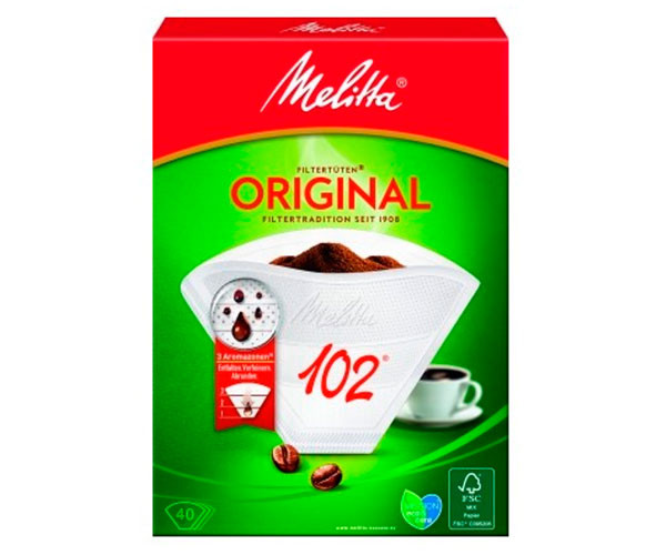 Фильтр-пакет для кофе Melitta 102 бумажный белый 40 шт