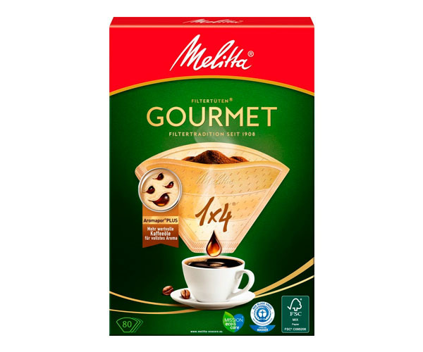 Фильтр-пакет для кофе Melitta Gourmet 1*4 бумажный бежевый 80 шт