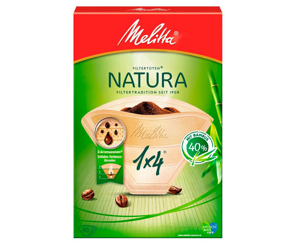 Фильтр-пакет для кофе Melitta Natura 1*4 бумажный бежевый 80 шт