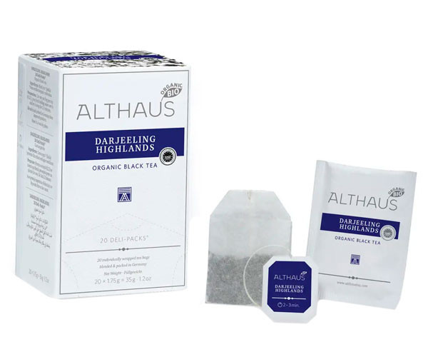 Черный чай Althaus Deli Packs BIO Darjeeling Highlands в пакетиках 20x1,75 г фото
