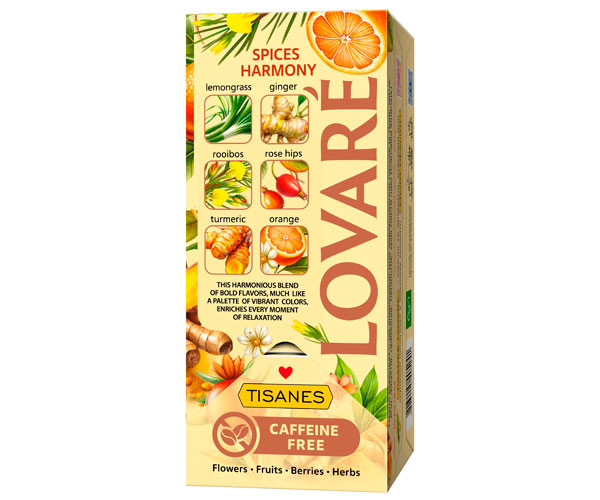 Травяной чай Lovare Tisanes Spices Harmony с куркумой и имбирем в саше 24 шт фото
