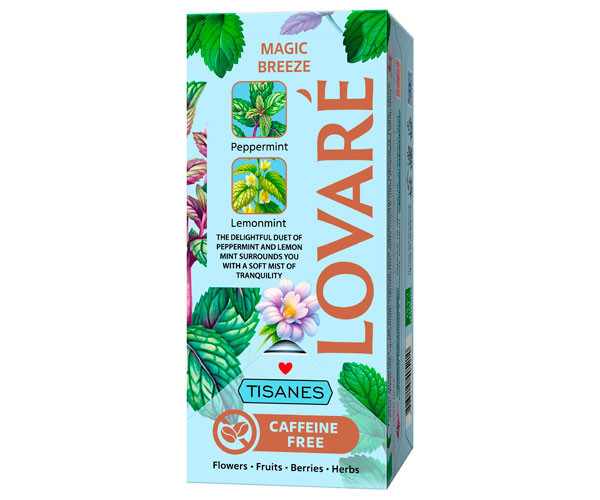 Травяной чай Lovare Tisanes Magic Breeze из листьев перечной и лимонной мяты в саше 24 шт фото