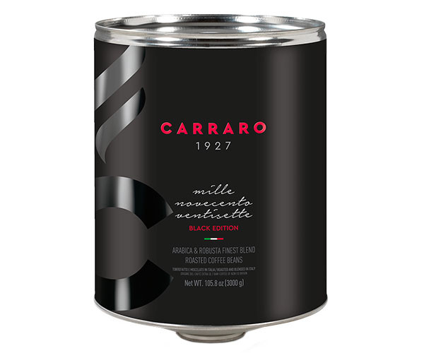 Кофе Carraro 1927 Black Edition в зернах ж/б 3 кг