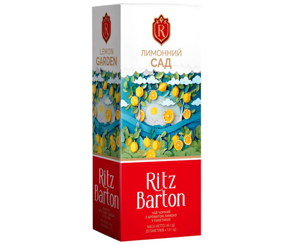 Черный чай Ritz Barton Lemon Garden в пакетиках 25х1,8 г