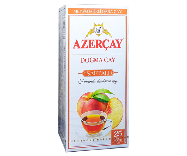 Черный чай Azercay Персик в пакетиках 25х1,8 г