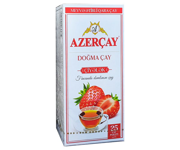 Черный чай Azercay Клубника в пакетиках 25х1,8 г