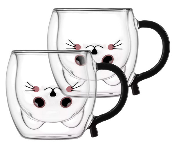 Набор чашек с ручками и двойными стенками Ardesto Animals AR2625BAR 2 шт 250 мл