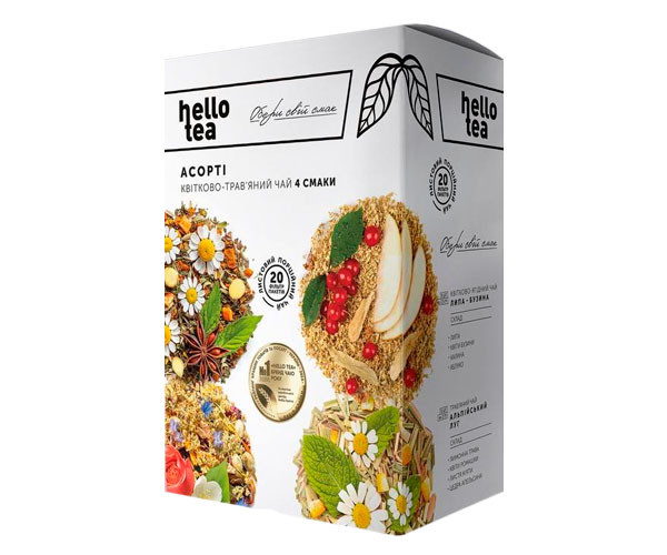 Цветочно-травяной чай Hello Tea Ассорти 4 вкуса фильтр-пак 20 шт
