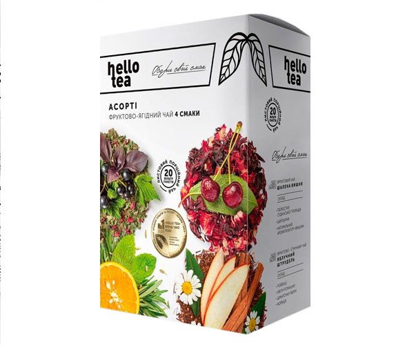 Фруктово-ягодный чай Hello Tea Ассорти 4 вкуса фильтр-пак 20 шт