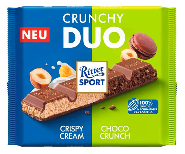 Молочный шоколад Ritter Sport Какао-крем и фундук с печеньем 218 г