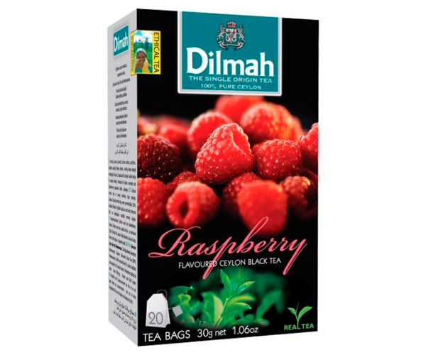 Черный чай Dilmah Raspberry в пакетиках 20 шт