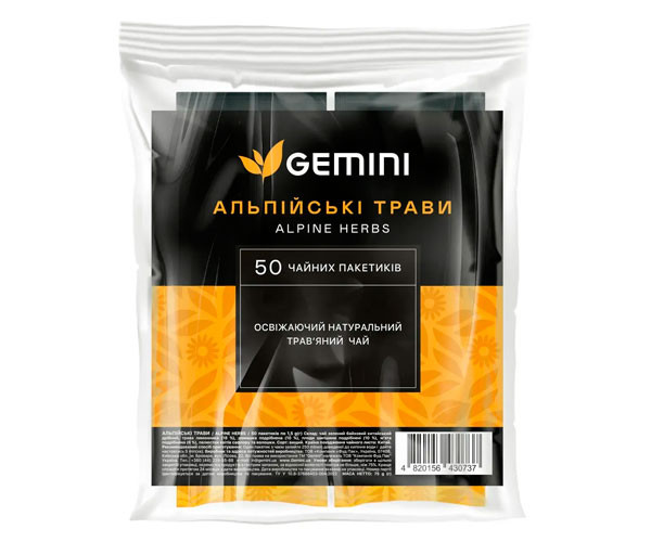 Зеленый чай Gemini Альпийские травы в пакетиках 50 шт