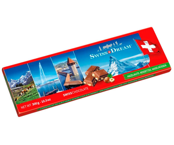 Молочный шоколад SwissDream Milk-hazelnuts Souvenir Bar 300 г