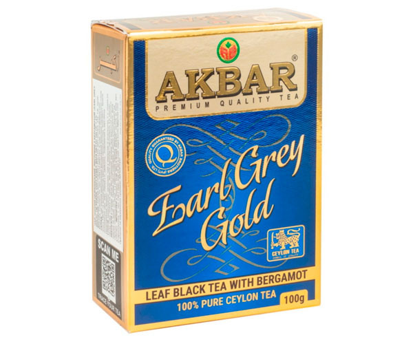 Черный чай Akbar Earl Grey Gold с бергамотом 100 г