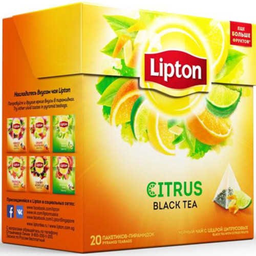 Черный чай Lipton Citrus в пирамидках 20 шт - фото-1